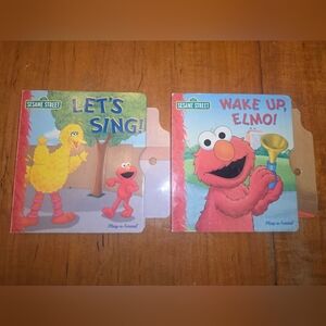Sesame Street Board Book Lot Of 2 Let's Sing + Wake Up Elmo